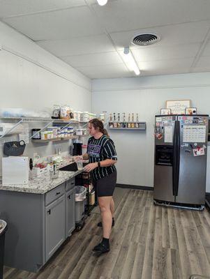 Owner mixing up drinks