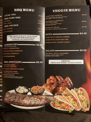 Bbq & Veggie Menu