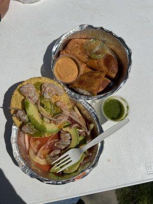 Aguachile and empanadas