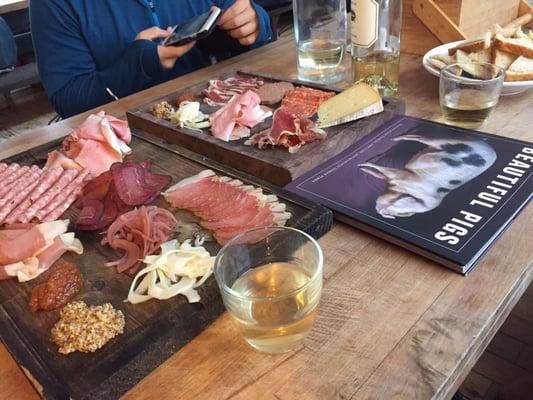 Charcuterie and white wine