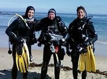 Group of happy divers