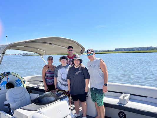 Family on the boat