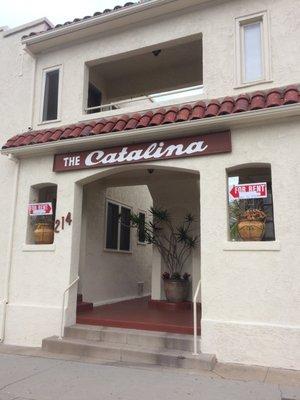 Front entrance of The Catalina Apartments in Redondo Beach.