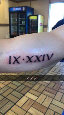 This is the tattoo I got it's my moms birthday in Roman numerals