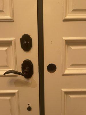 Fresh handle set install on inactive door to match active door.