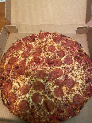 Large pepperoni pizza $18.85