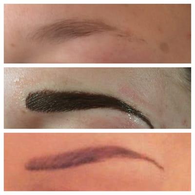 Before, Immediately After, and Healed Hair Stroke Eyebrows