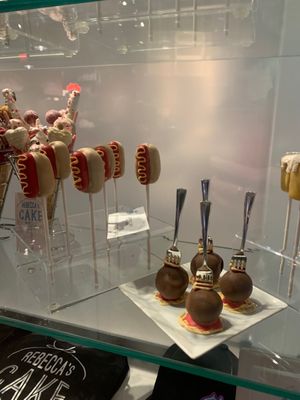 Hot dog and meatball cake pops