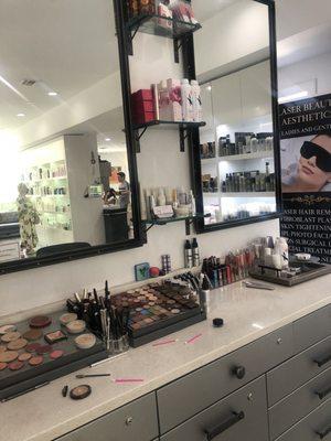 Abel Makeup counter in salon rock