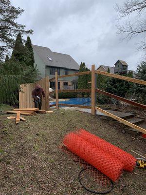 Framing of fence going over Burm