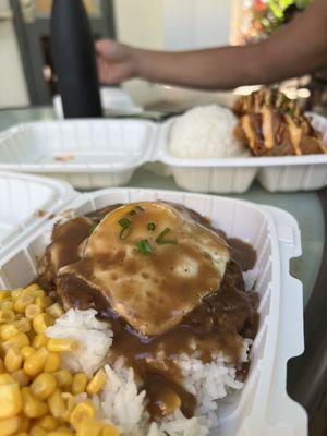 Loco moco and ahi belly