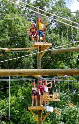 Our High Ropes Course offers 35 different "obstacles"  over 2 different levels.