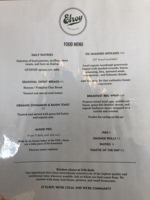 Food menu