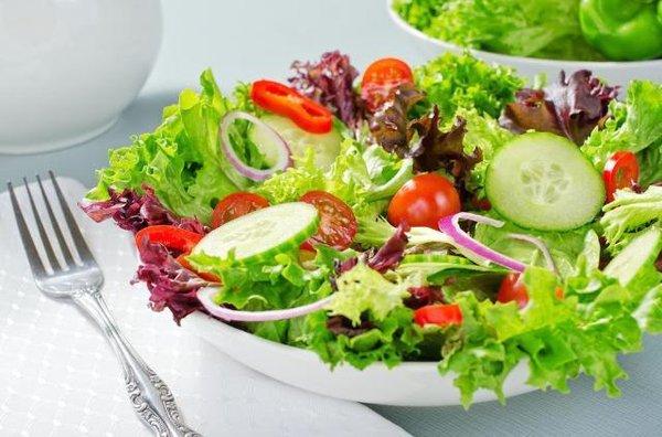 Mixed Green Salad. With cherry tomatoes, shaved cucumber,  house made croutons and balsamic vinaigrette.