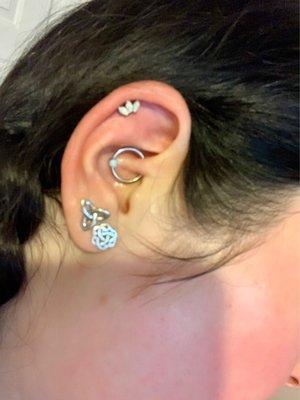 Daith and Helix piercing