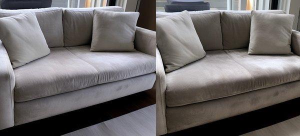 "Think it's time for a new couch? Not so fast! We revitalize your old couch, making it look crispy fresh and stunningly clean again.