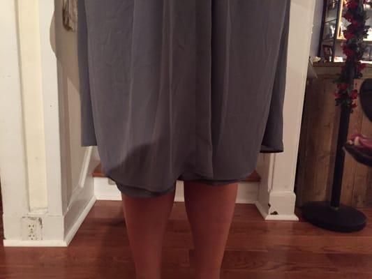 Lining longer than dress and hem uneven.