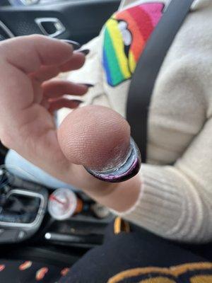 More gap on a thumb, can slide a fingernail between.