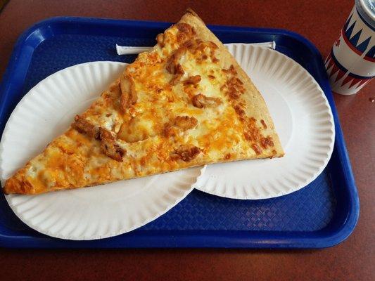 Giant slices! Buffalo chicken pizza