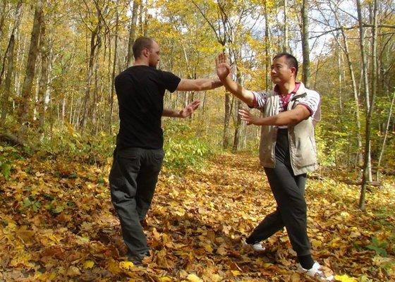 Brian learning directly for Li Laoshi in a park near Pittsburgh