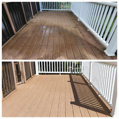 Deck cleaning at low pressure