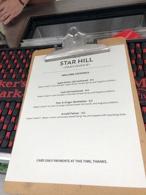 Cocktail menu