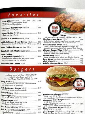 Menu ~ Favorites & Burgers