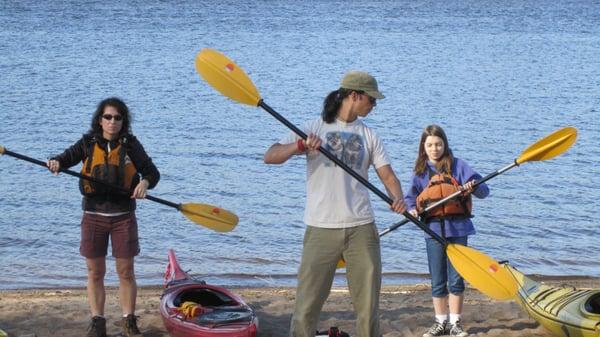 Kayak lessons on the beach