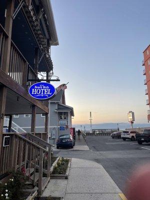 View of the boardwalk from the front of the hotel.