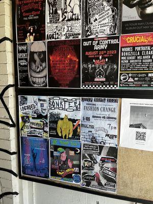 Concert flyers posted out front.