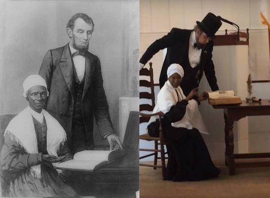 Re-enactment of Sojourner Truth & President Lincoln reading the Emancipation . Proclamation