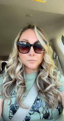 Blonde balayage with a shadow root