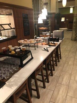 Breakfast buffet pastries and donuts