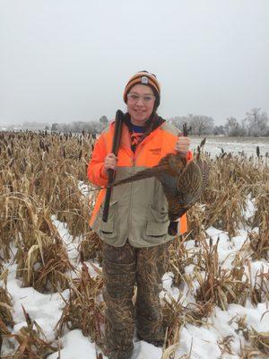 Abby with HuntFishSD late season pheasant hunting.