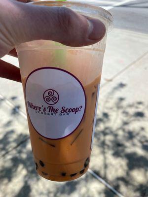 Thai milk tea with boba, large