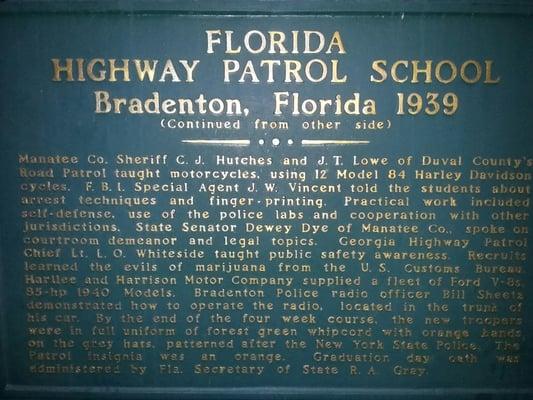 Florida Highway Patrol School Historical Marker