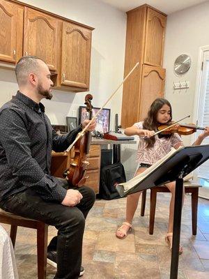 My Student is growing musically and is developing great technique! She enjoys playing violin and performing!