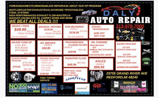 Here Are the right deals at Daly Auto Repair 4
on Grand River Only