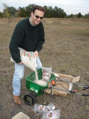 Creating an eco-friendly ranch retreat in Texas' prairies & lakes region, planting wildflowers before statewide speaking tour & ECO PICNIC.