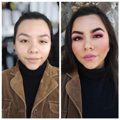 Pink before and after