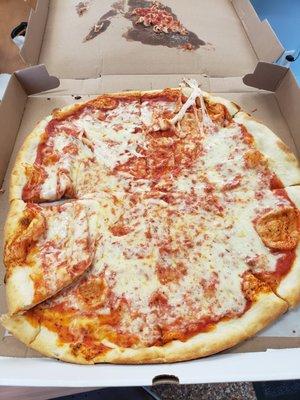 The pizza was all messed up cheese on the box and they did nothing to compensate this order