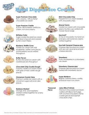 Hand Dipped Ice Cream Flavors