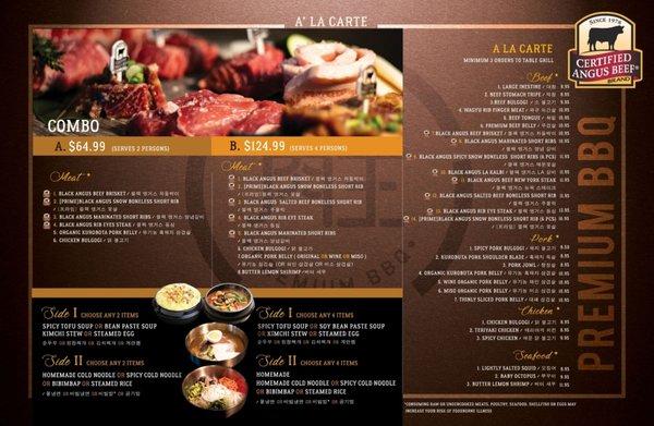 Back side of menu