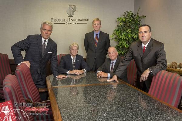 Peoples Insurance Group with producers; Greg Fankhauser, Don Lafferty, Doug Hutchinson, Bob Jones & owner, Mike Lesser.