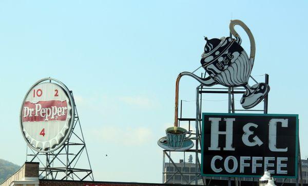 H&C Coffee and Dr Pepper Signs- Downtown Roanoke