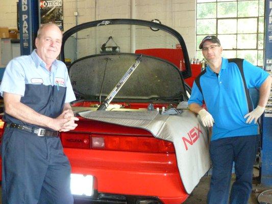 Dennis & Mark S., Technicians Working on a Customer's Acura NSX