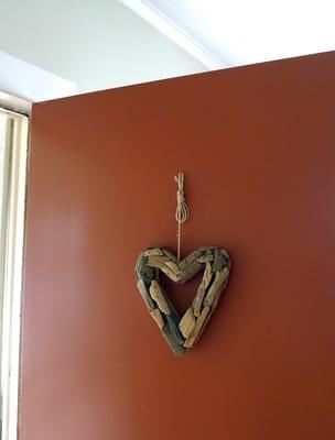 Driftwood Heart decor installed on exterior door.