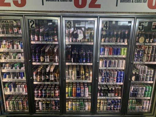 Cold beers(single/packs/cases), margaritas(single/packs)