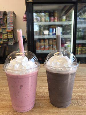 Strawberry banana and cookie and cream drink