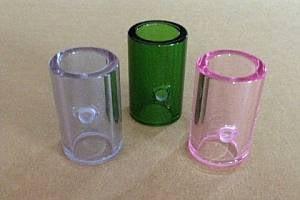 Vapor tanks made from color pyrex glass. Note the side port.